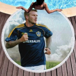 Top Star David Beckham in L A Galaxy Round Beach Towel 1