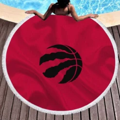 Toronto Raptors Black Logo Round Beach Towel 1