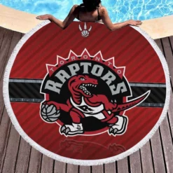 Toronto Raptors Canadian Basketball Club Round Beach Towel 1
