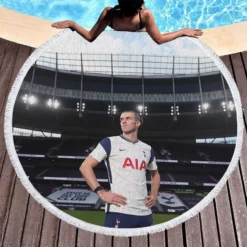 Tottenham Hotspur F C Soccer Player Gareth Bale Round Beach Towel 1