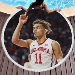 Trae Young Energetic NBA Player Round Beach Towel 1