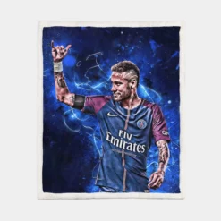 UEFA Champions League Footballer Neymar Jr Sherpa Fleece Blanket 1