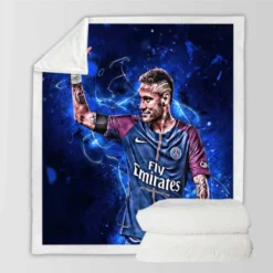 UEFA Champions League Footballer Neymar Jr Sherpa Fleece Blanket