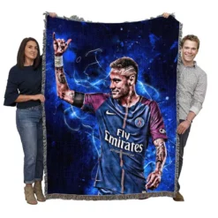 UEFA Champions League Footballer Neymar Jr Woven Blanket