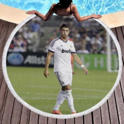 UEFA Champions League Player Cristiano Ronaldo Round Beach Towel 1