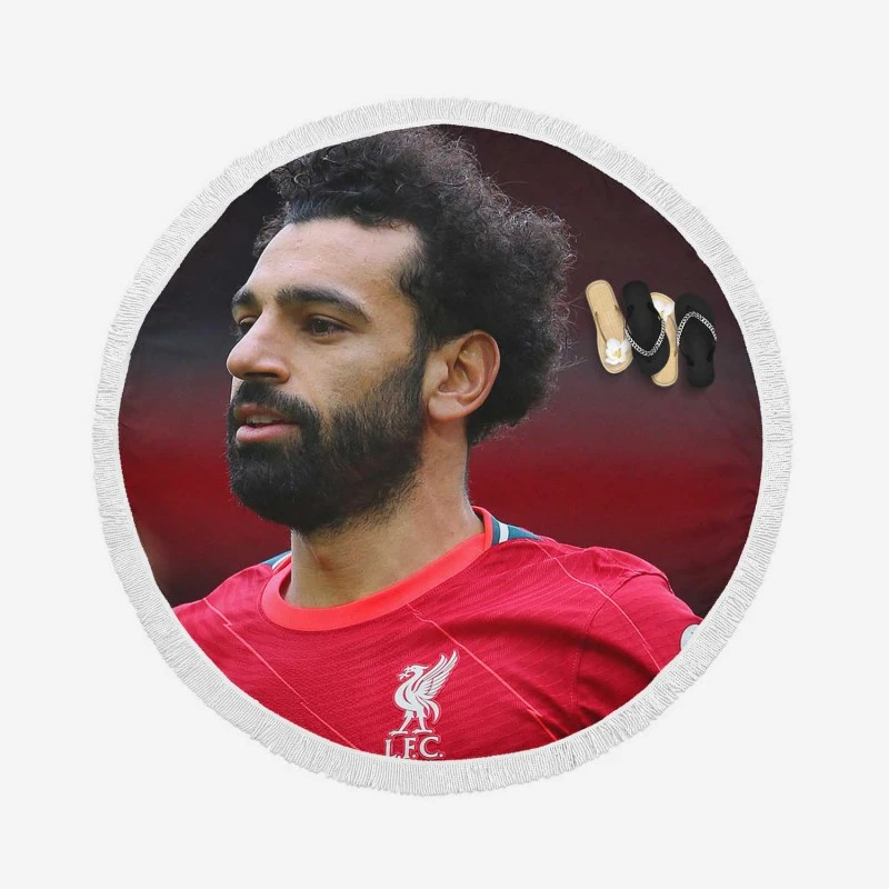 UEFA Cup Footballer Mohamed Salah Round Beach Towel