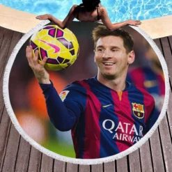 UEFA Cup Winners Cup Lionel Messi Round Beach Towel 1