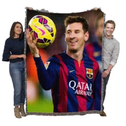 UEFA Cup Winners Cup Lionel Messi Woven Blanket