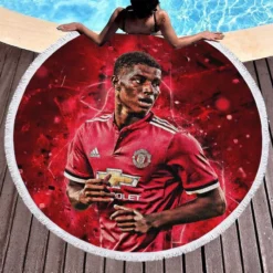 UEFA Europa League Footballer Marcus Rashford Round Beach Towel 1