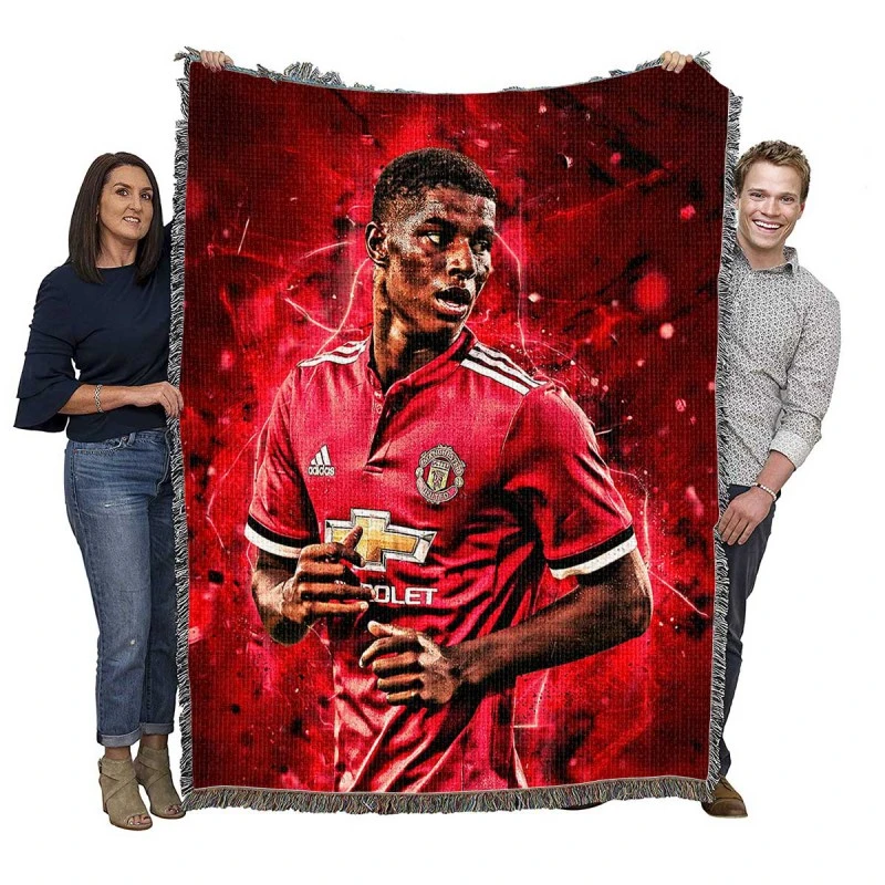 UEFA Europa League Footballer Marcus Rashford Woven Blanket