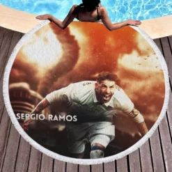 UEFA Super Cup Sergio Ramos Round Beach Towel 1