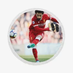 UEFA Super Cup Soccer Player Mohamed Salah Round Beach Towel