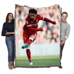 UEFA Super Cup Soccer Player Mohamed Salah Woven Blanket