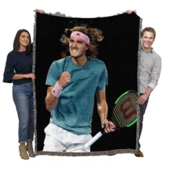 US Open Champion Stefanos Tsitsipas Woven Blanket