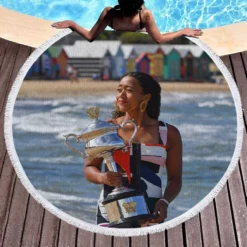 US Open Tennis Player Naomi Osaka Round Beach Towel 1