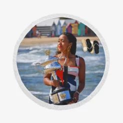 US Open Tennis Player Naomi Osaka Round Beach Towel