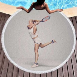 Ultimate Czech Tennis Player Petra Kvitova Round Beach Towel 1
