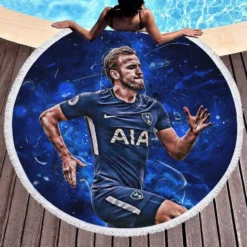 Ultimate English Player Harry Kane Round Beach Towel 1