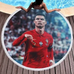 Ultimate Forward Football Player Cristiano Ronaldo Round Beach Towel 1