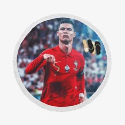 Ultimate Forward Football Player Cristiano Ronaldo Round Beach Towel