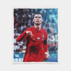 Ultimate Forward Football Player Cristiano Ronaldo Sherpa Fleece Blanket 1