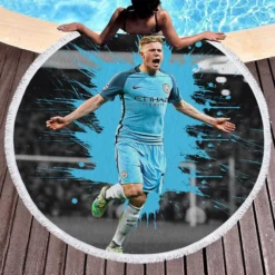 Ultimate Man City Soccer Player Kevin De Bruyne Round Beach Towel 1