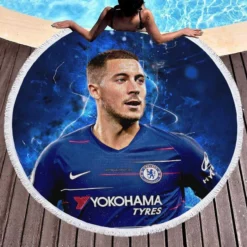 Ultimate Midfield Soccer Player Eden Hazard Round Beach Towel 1