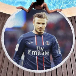 Ultimate PSG Football Player David Beckham Round Beach Towel 1