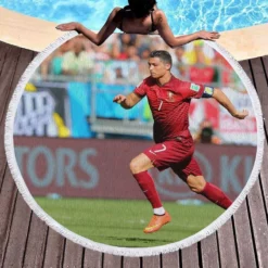 Ultimate Portuguese Cristiano Ronaldo Round Beach Towel 1