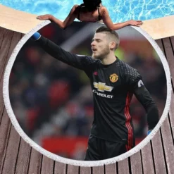 Ultimate Spanish Football Player David de Gea Round Beach Towel 1