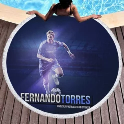 Ultimate Spanish Soccer Player Fernando Torres Round Beach Towel 1