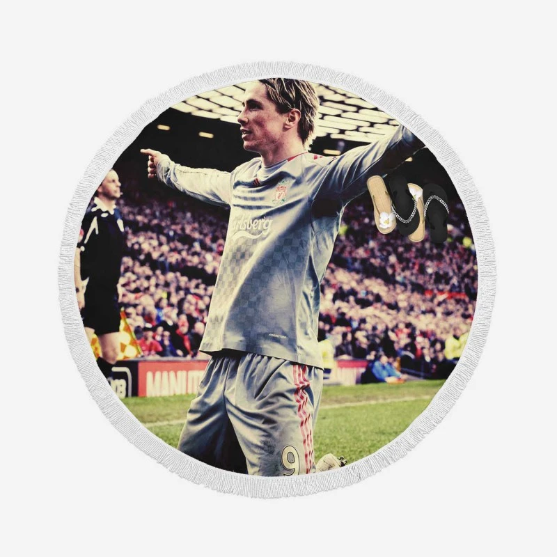 Uniqe Liverpool Soccer Player Fernando Torres Round Beach Towel