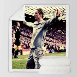 Uniqe Liverpool Soccer Player Fernando Torres Sherpa Fleece Blanket