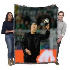 Unique Man City Football Player Erling Haaland Woven Blanket