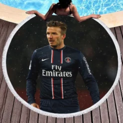 Unique Midfield Football Player David Beckham Round Beach Towel 1