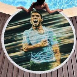 Urugua National Football Player Luis Suarez Round Beach Towel 1