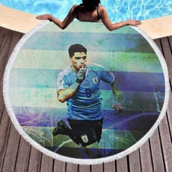 Uruguayan professional football Player Luis Suarez Round Beach Towel 1