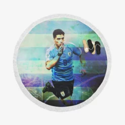 Uruguayan professional football Player Luis Suarez Round Beach Towel