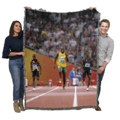 Usain Bolt Jamaican Greatest Sprinter Woven Blanket