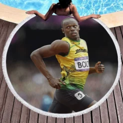 Usain Bolt Successful Sprinter Round Beach Towel 1