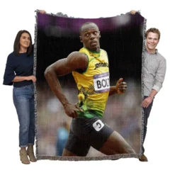 Usain Bolt Successful Sprinter Woven Blanket