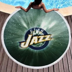 Utah Jazz American Basketball Team Round Beach Towel 1