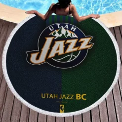 Utah Jazz Logo Round Beach Towel 1