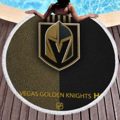 Vegas Golden Knights Professional Ice Hockey Team Round Beach Towel 1