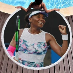 Venus Williams American Professional Tennis Player Round Beach Towel 1