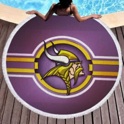 Vikings Energetic NFL American Football Club Round Beach Towel 1