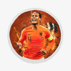 Virgil van Dijk  Holland Football Captain Round Beach Towel