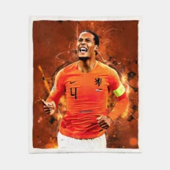 Virgil van Dijk  Holland Football Captain Sherpa Fleece Blanket 1