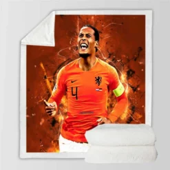 Virgil van Dijk  Holland Football Captain Sherpa Fleece Blanket