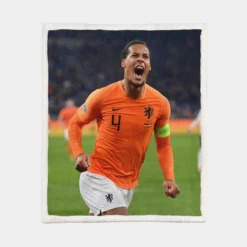 Virgil van Dijk  Netherlands Soccer Captain Sherpa Fleece Blanket 1